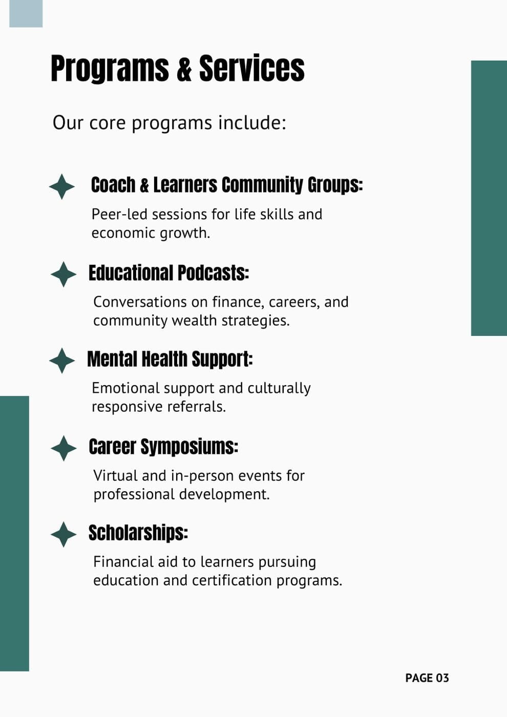 Annual report programs and services page