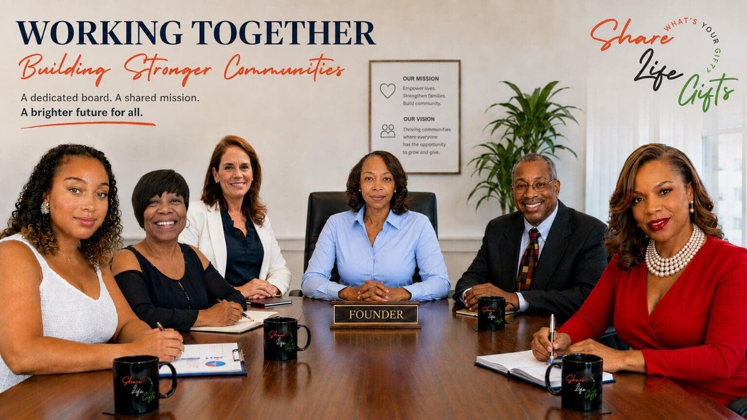 Share Life Gifts board working together to build stronger communities